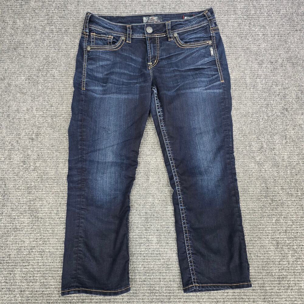 Silver Jeans Suki Capri Womens W32 L22.5 Dark Wash Curvy Super Stretch